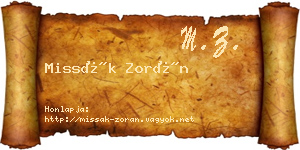 Missák Zorán névjegykártya