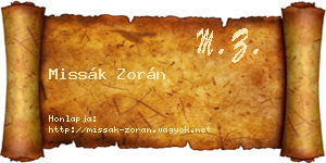 Missák Zorán névjegykártya